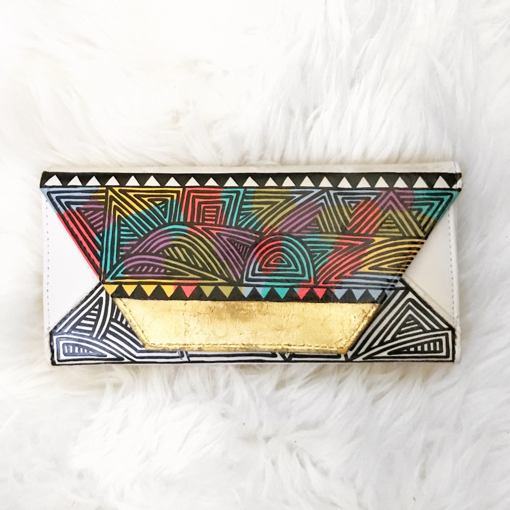 Hand Painted Leather Clutch Wallet