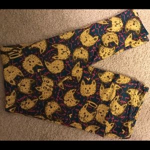LuLaRoe Yellow Cat Leggings