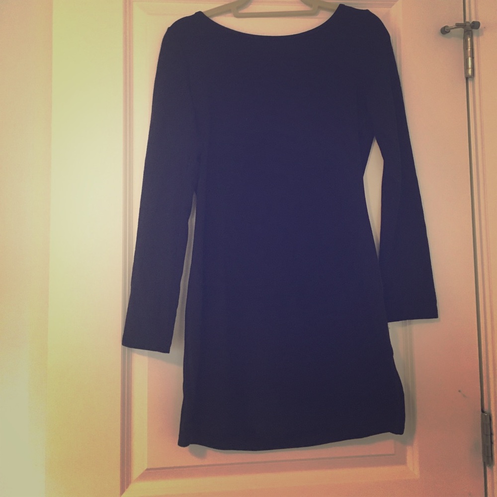 Black long sleeve dress with scoop back