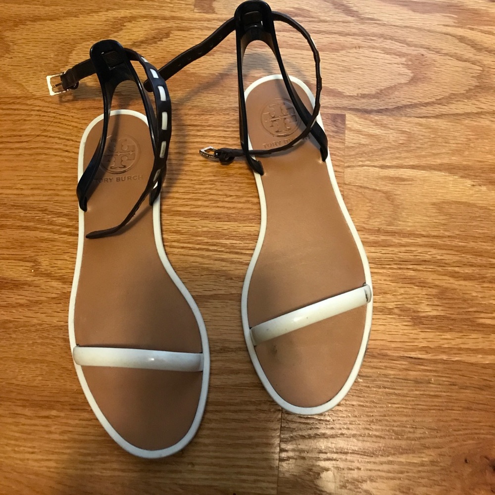 Tory burch leather/rubber sandal