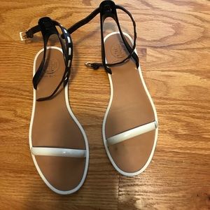 Tory burch leather/rubber sandal