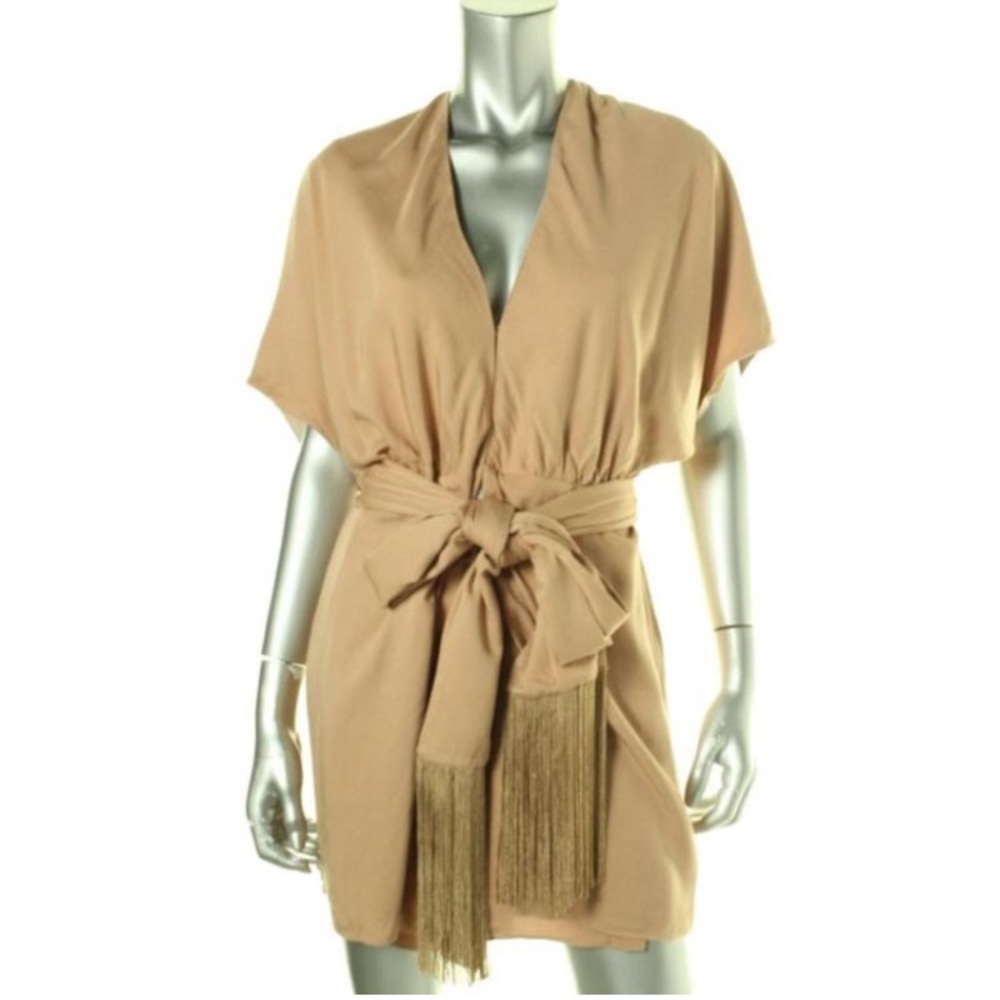 NWT ELIZABETH & JAMES Anita Beige V-Neck Dress SM
