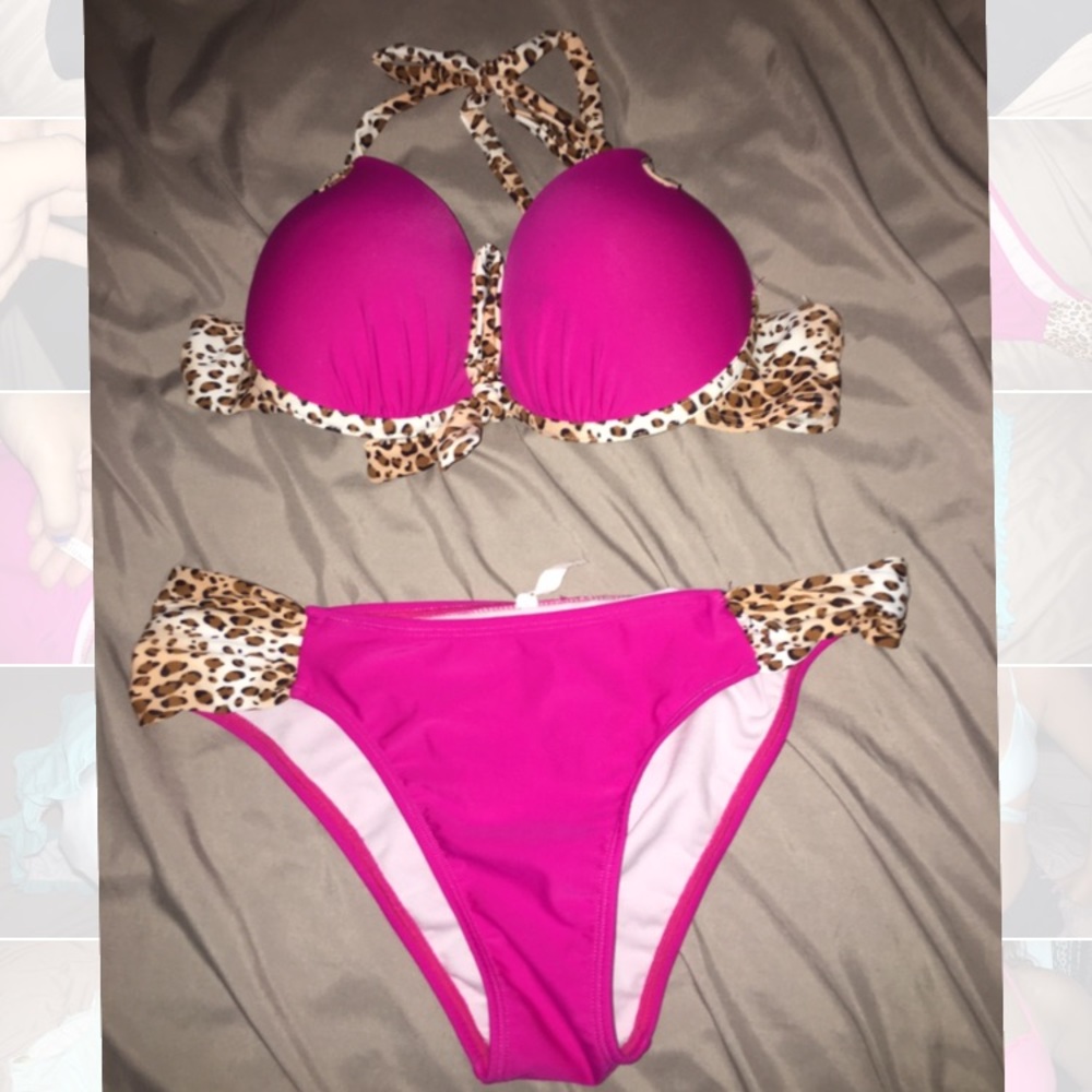 Hot pink cheetah bikini