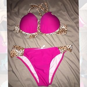 Hot pink cheetah bikini