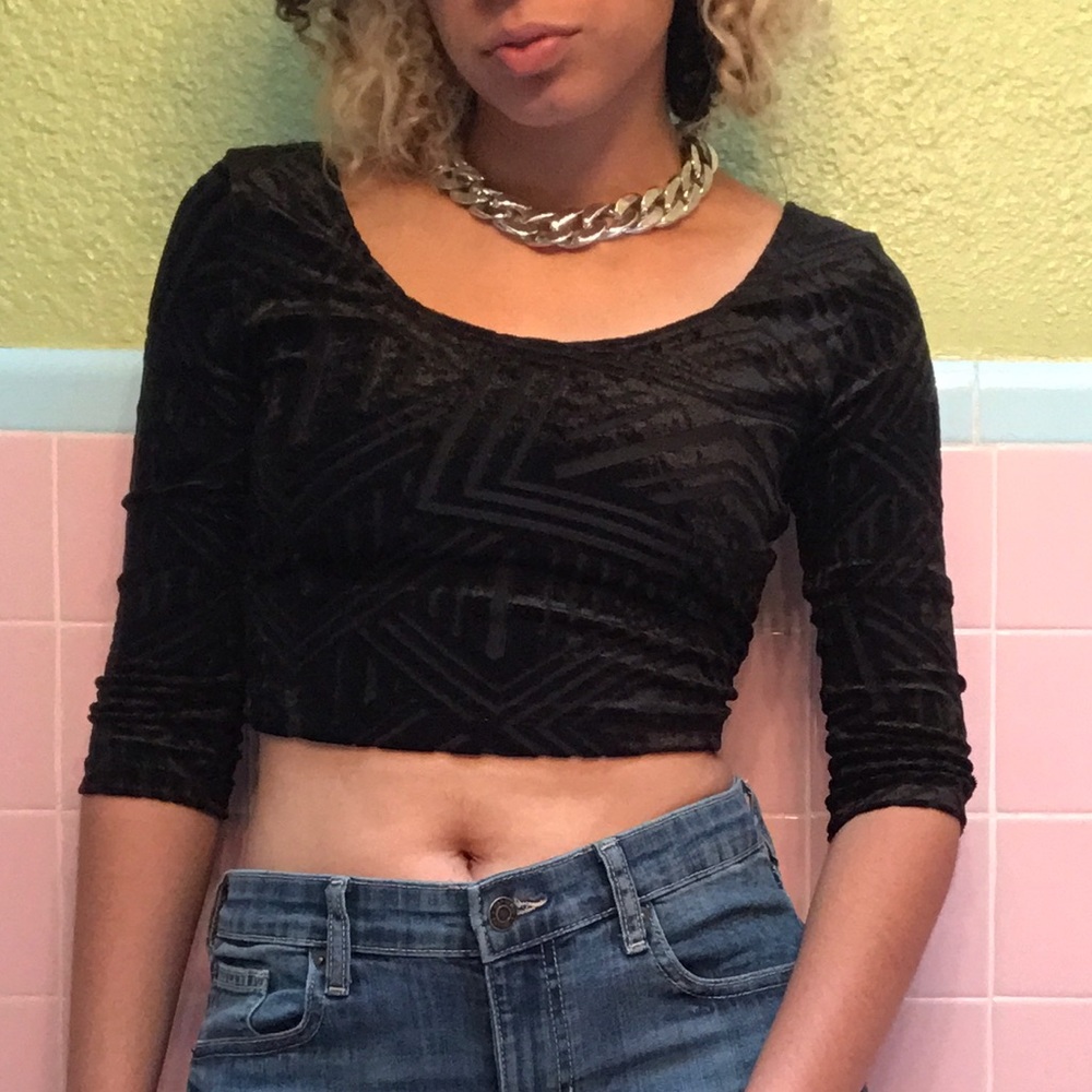 NWOT Sparkle & Fade Velvet Crop Top