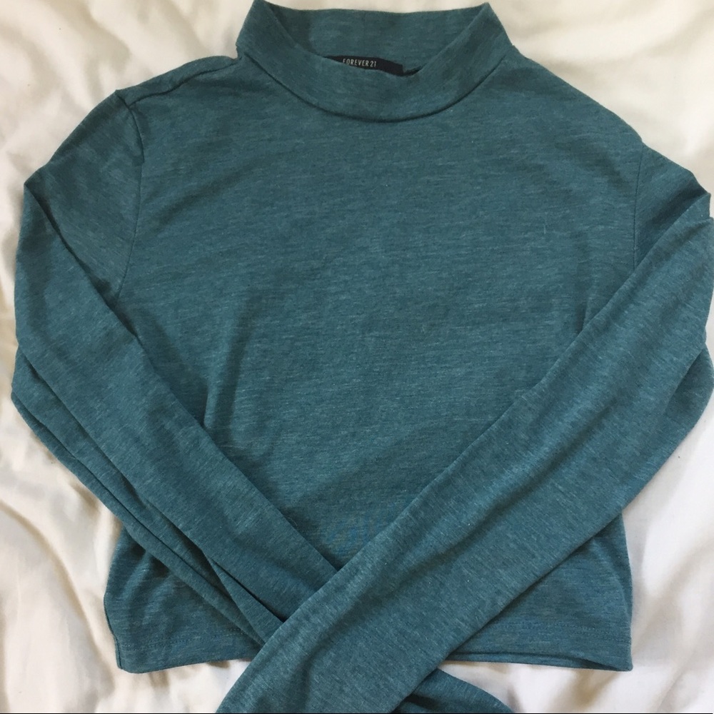 Cropped F21 turquoise turtleneck