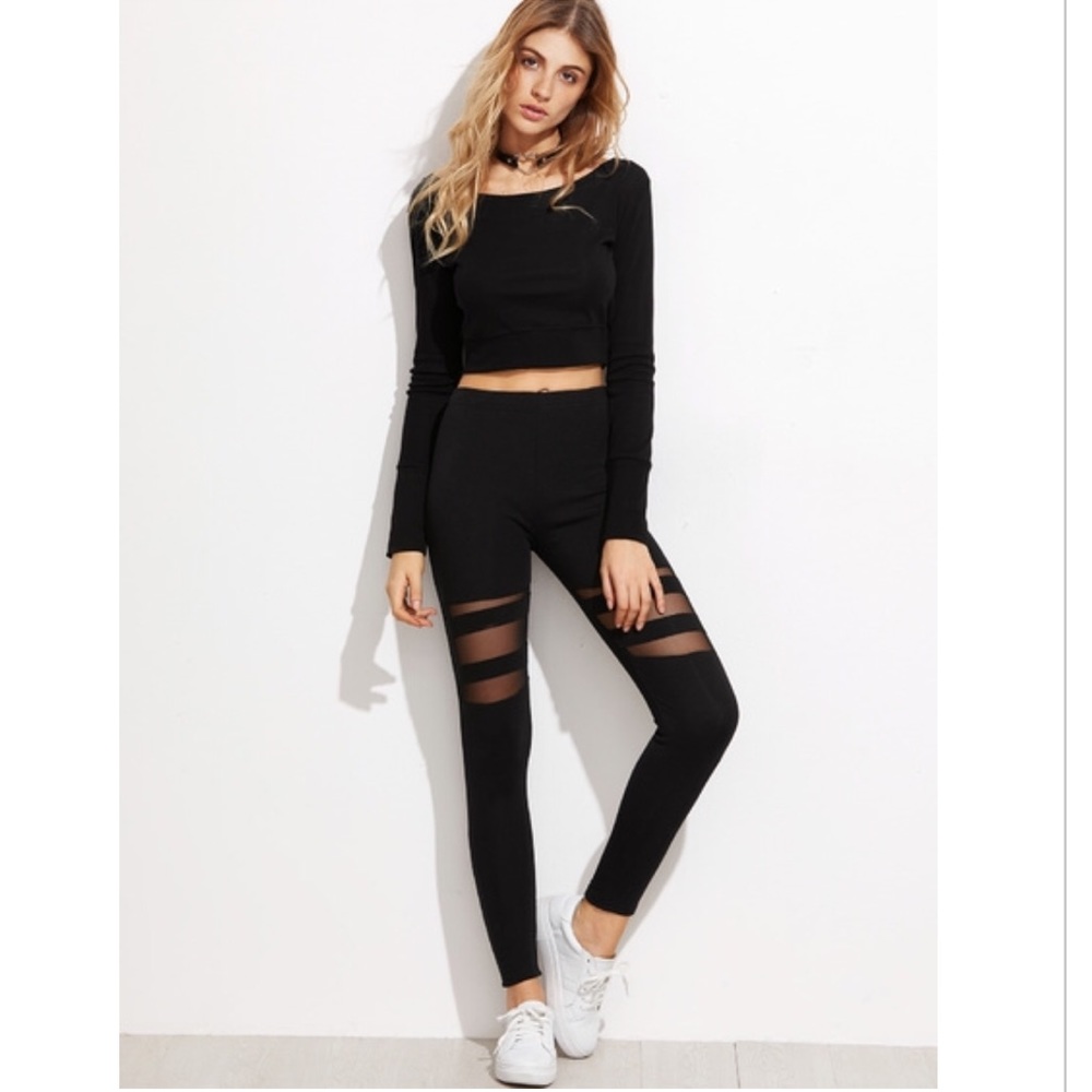 Black mesh leggings