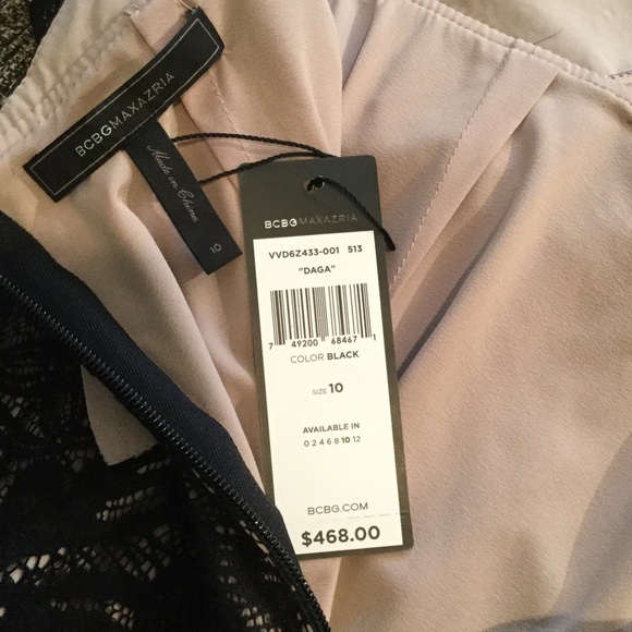 NWT BCBGMaxAzaria size 10 Halter black lace gown. - Picture 4 of 4