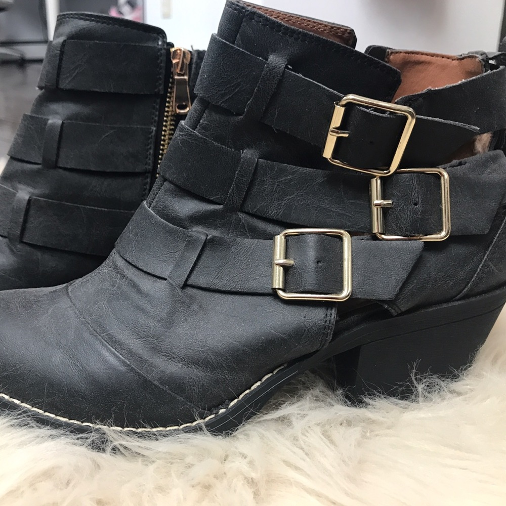 black cutout ankle booties NEVER WORN
