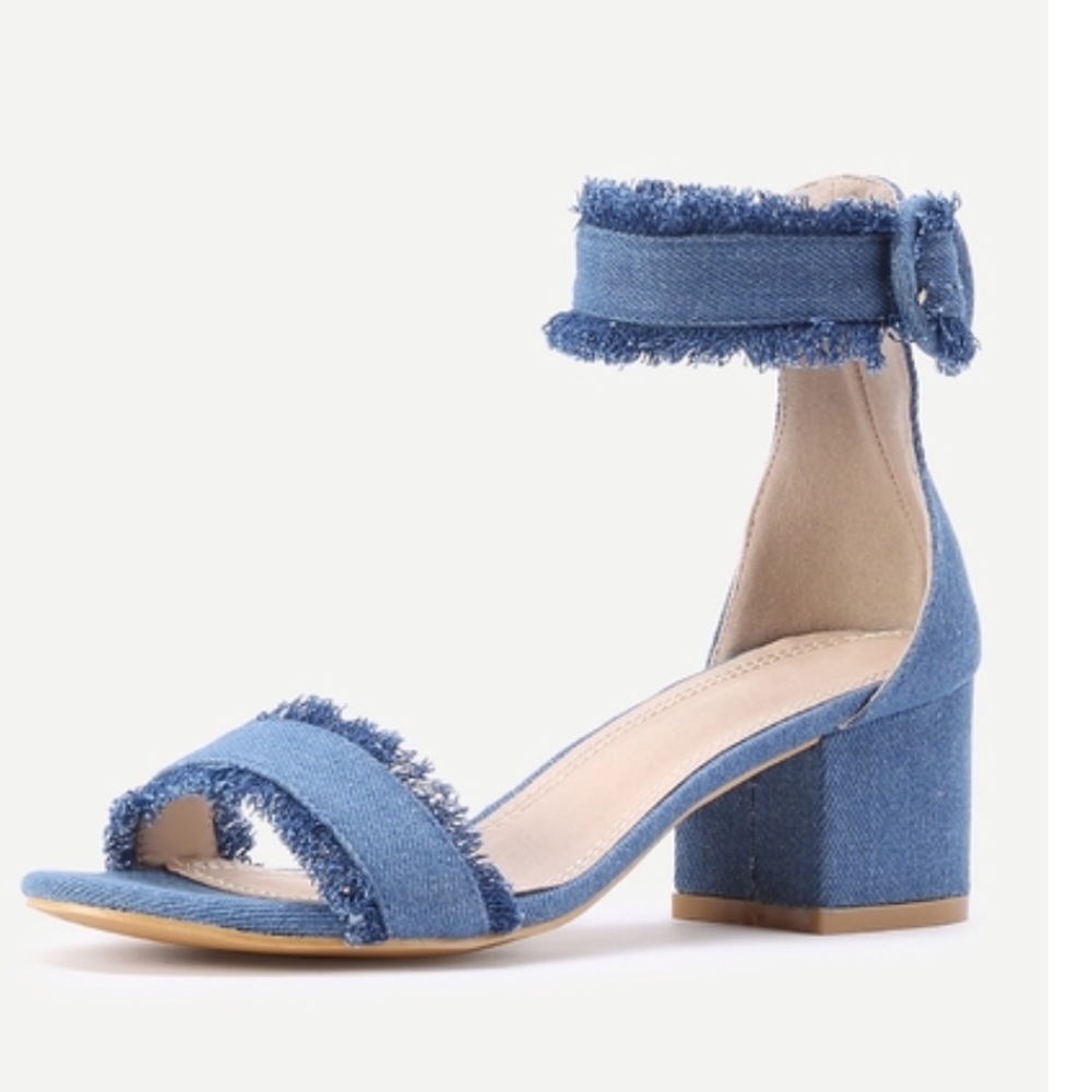 Denim heeled sandals