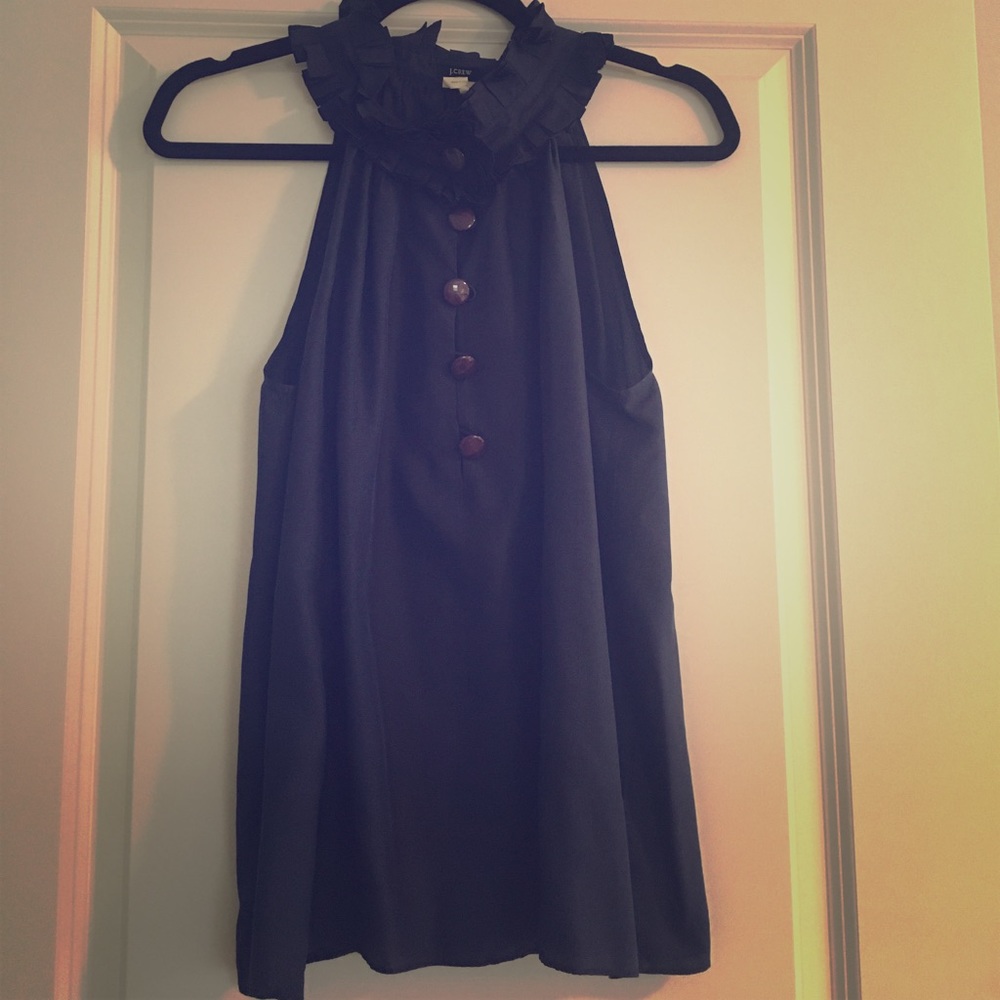 J.Crew navy silk tank top with button ups