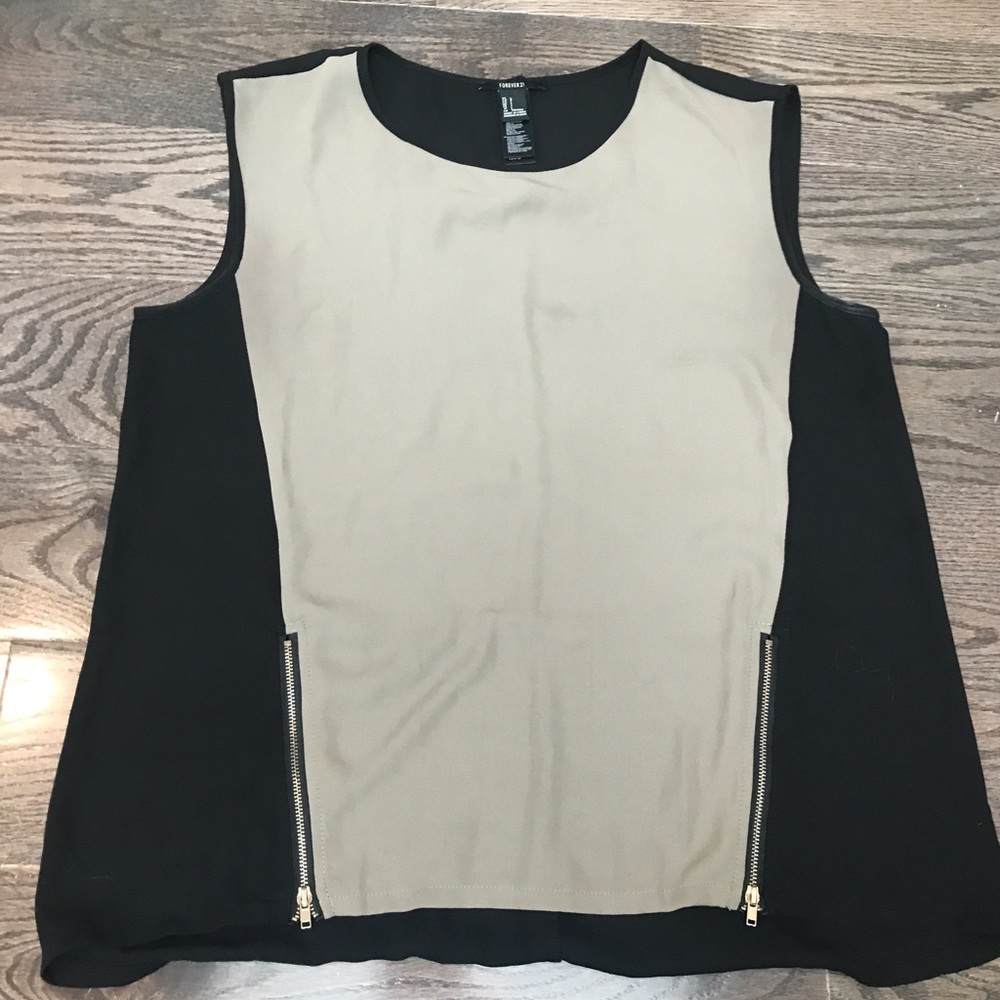 olive and black tank with zippers