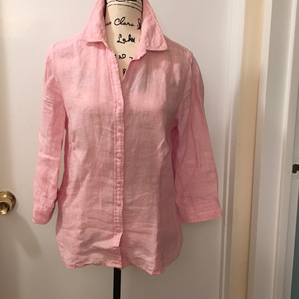 Coldwater Creek Pink Linen Top
