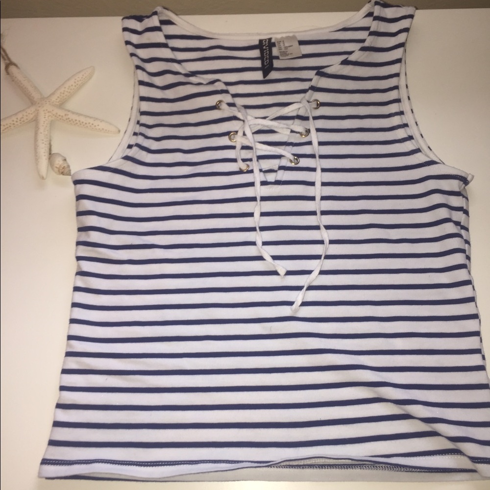 H&M Navy Blue Striped Top