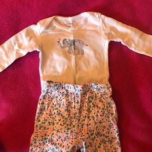 Elephant and floral  infant outfit