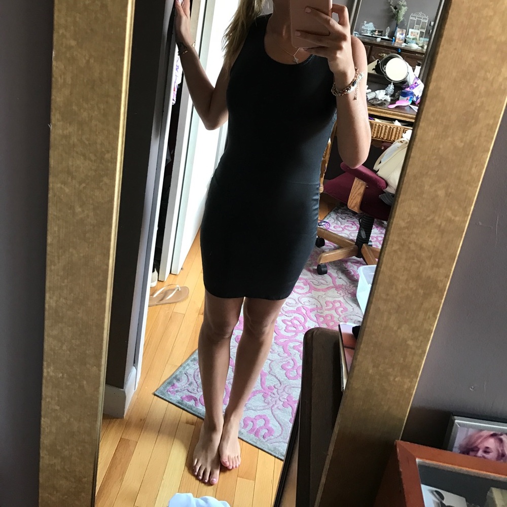 Leather black dress
