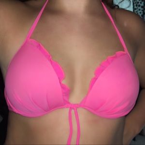 Pink ruffle bikini top