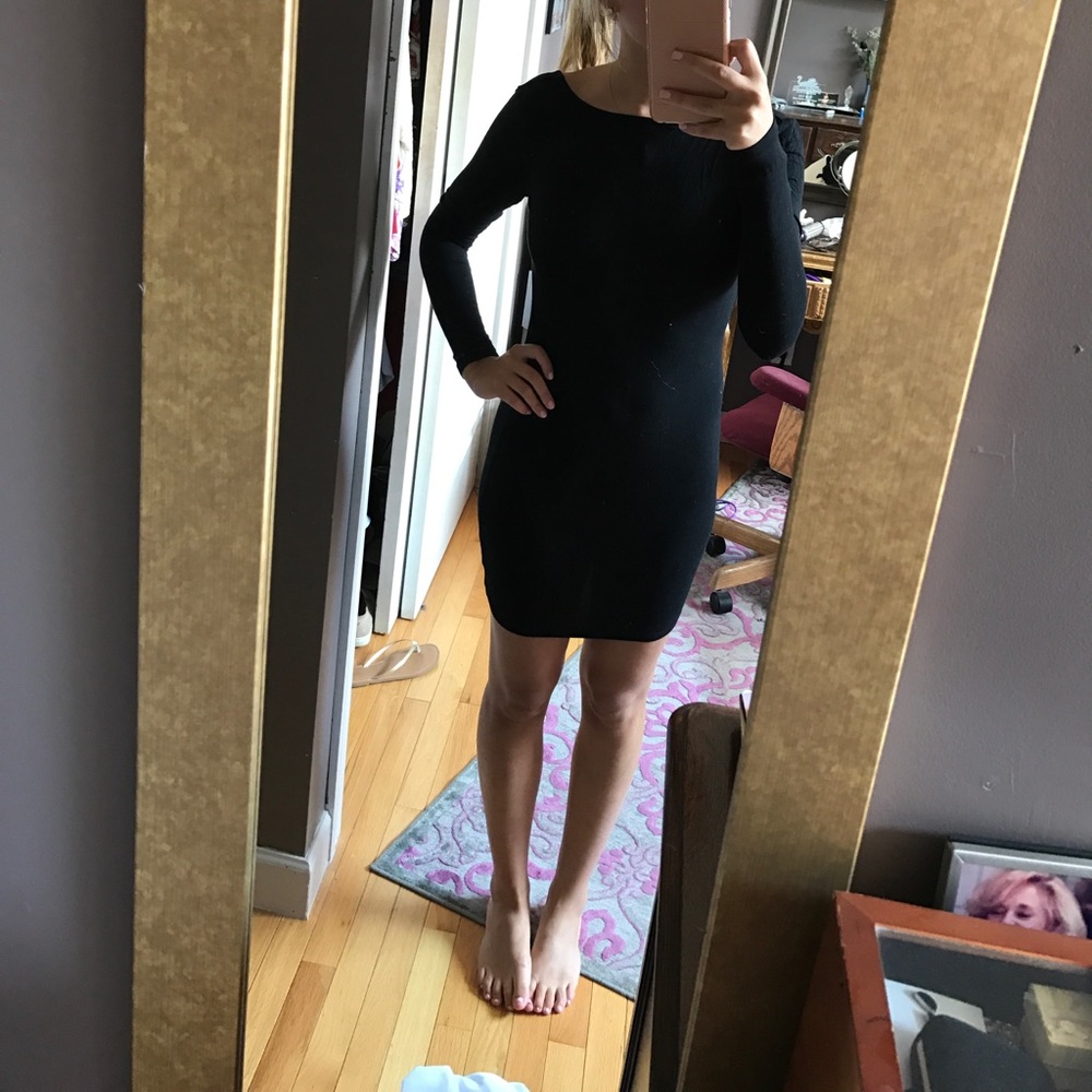 Black open back dress