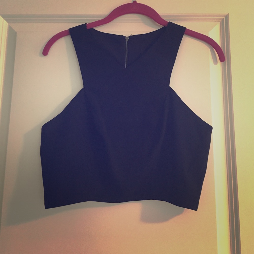 Never worn black Topshop crop zipper back