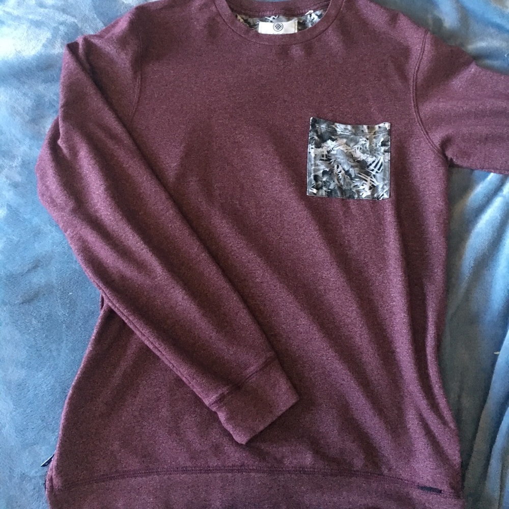 On The Byas Tropical Burgandy Long Sleeve Shirt