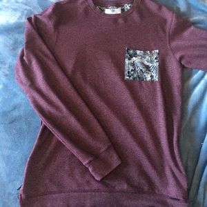 On The Byas Tropical Burgandy Long Sleeve Shirt
