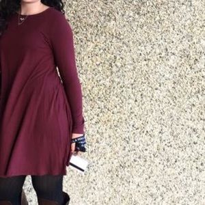 Burgundy long sleeve dress