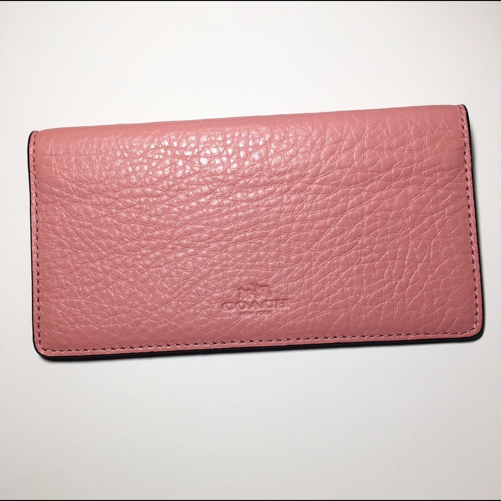 Pink Leather Coach Checkbook Cover