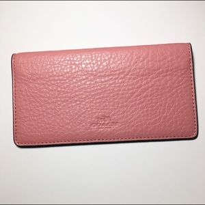 Pink Leather Coach Checkbook Cover