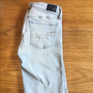 American Eagle light blue skinny jeans.