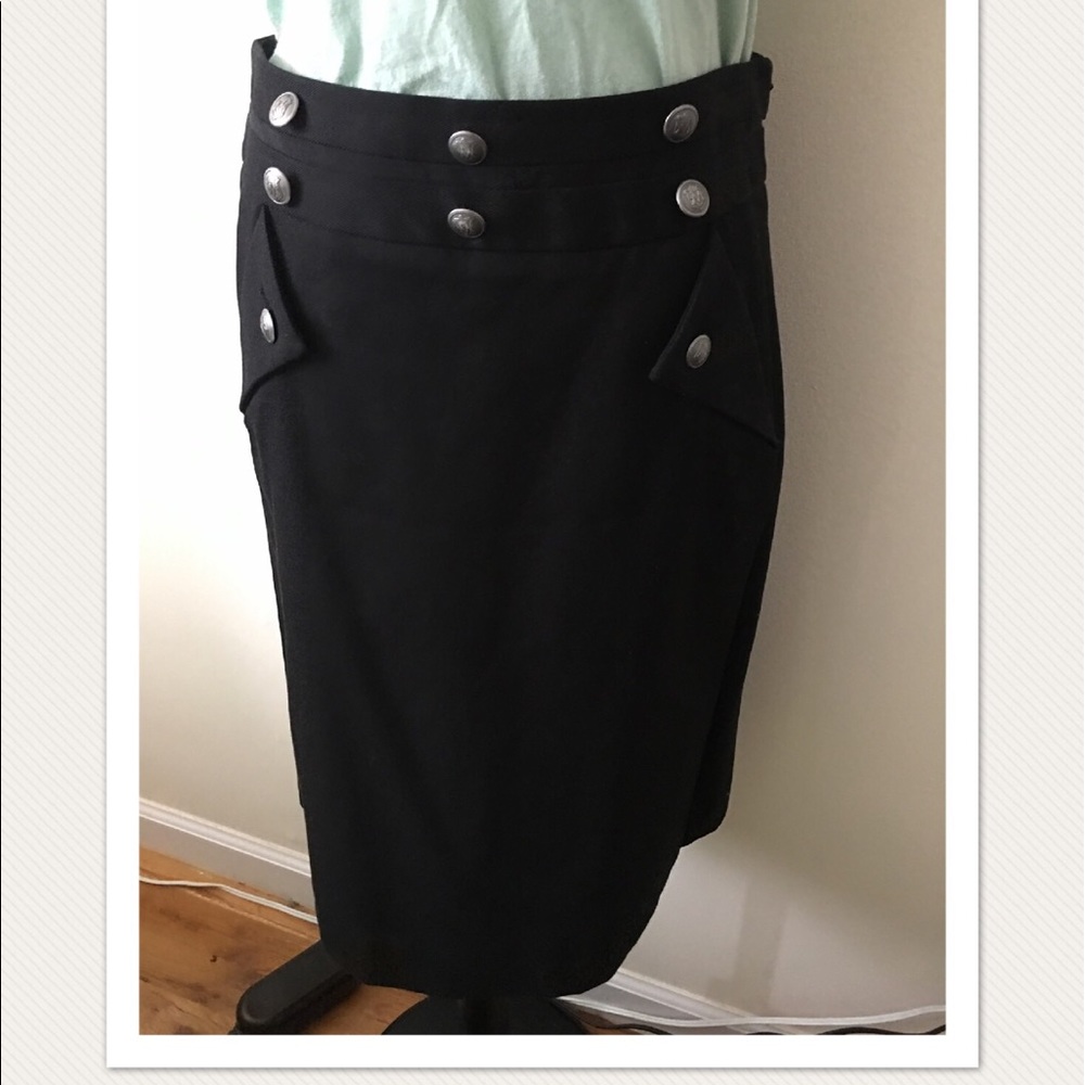Club Monaco Black Sailor Pencil Skirt