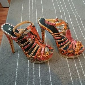 Pink/orange Snakeskin Sandal Heels
