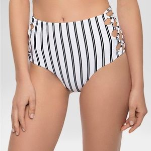 Tori Praver striped strappy high waist bikini