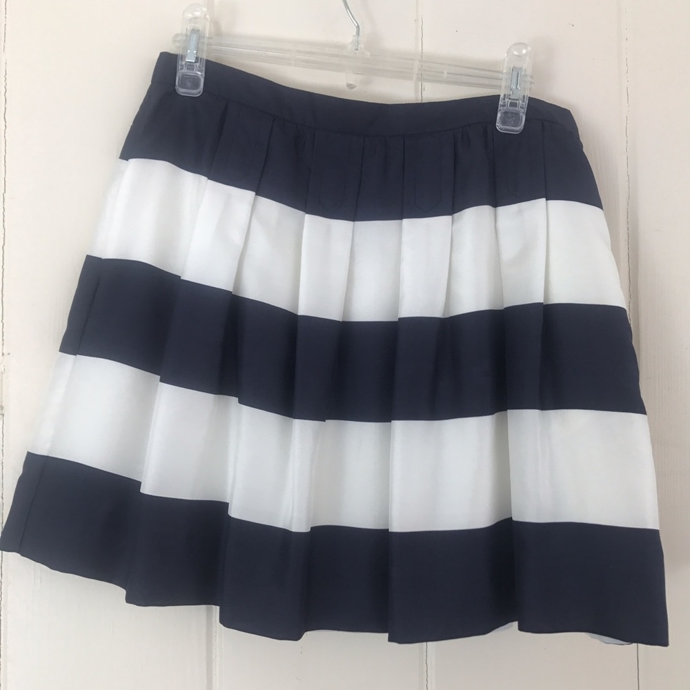 NWT J. Crew Navy and White Striped Silk Skirt