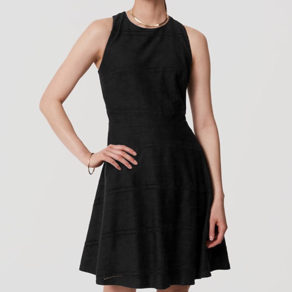 Eyelet Striped Skater Dress