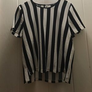 black and white stripe high low top