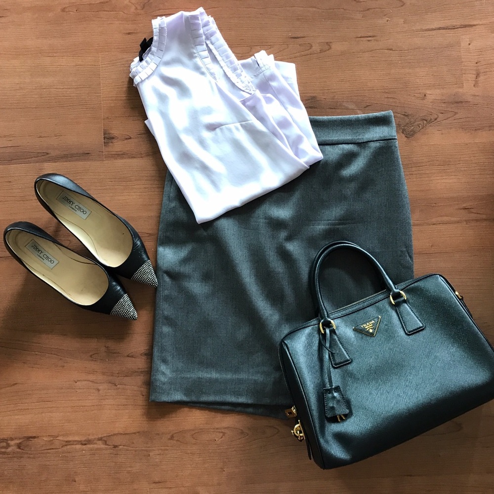 J Crew grey wool skirt