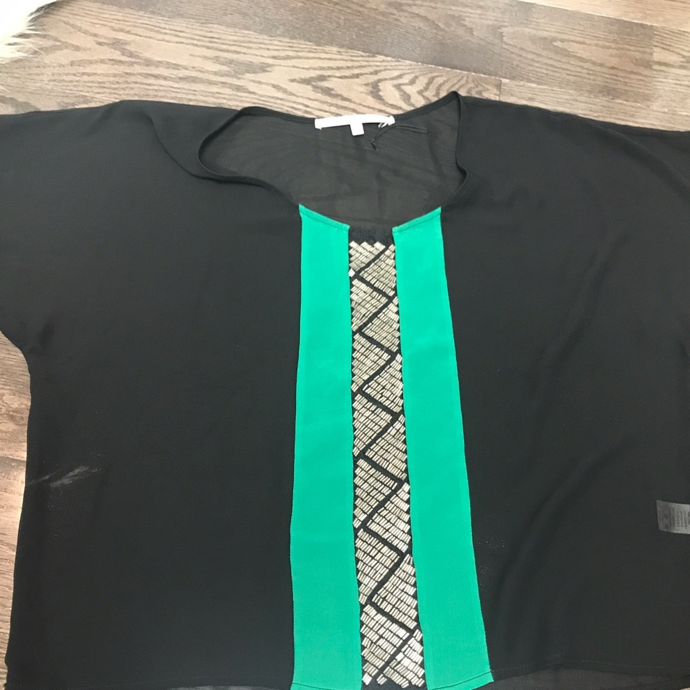 black and green embellished blouse