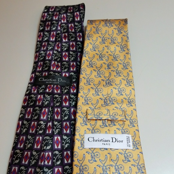 Two Christian Dior 100% silk ties. 1 Auth Fendi - Picture 1 of 8