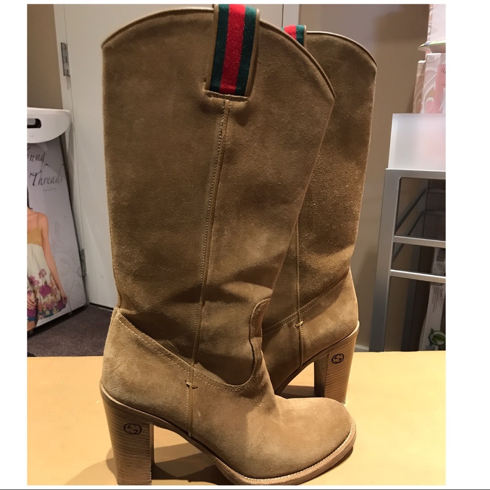 Gucci Suede Cowboy Boots