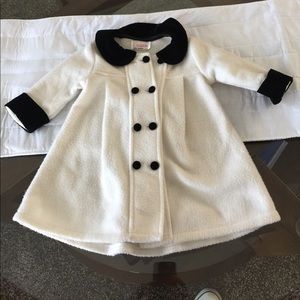 Little girls white and black coat