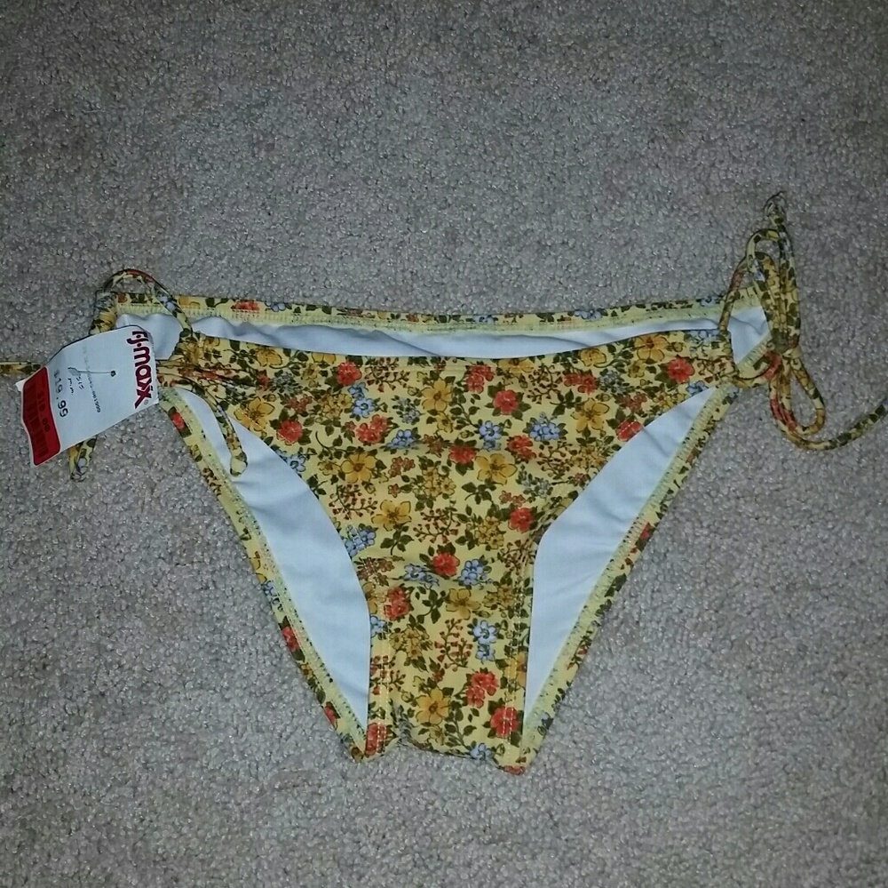 Yellow floral swim bikini bottoms BNWT