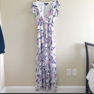 lulu's ivory floral print maxi dress