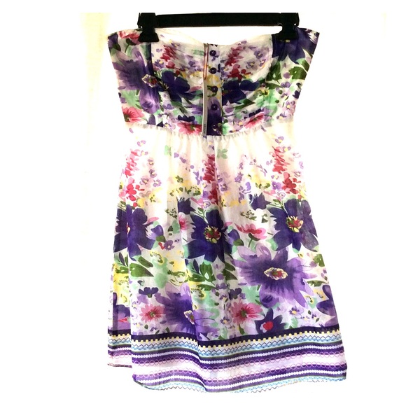 🌸Strapless Floral White Easter Mini Dress🌸 - Picture 1 of 3