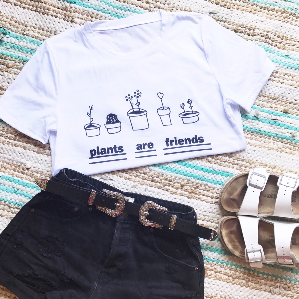 NWOT Vanilla Statement tee plants are friends