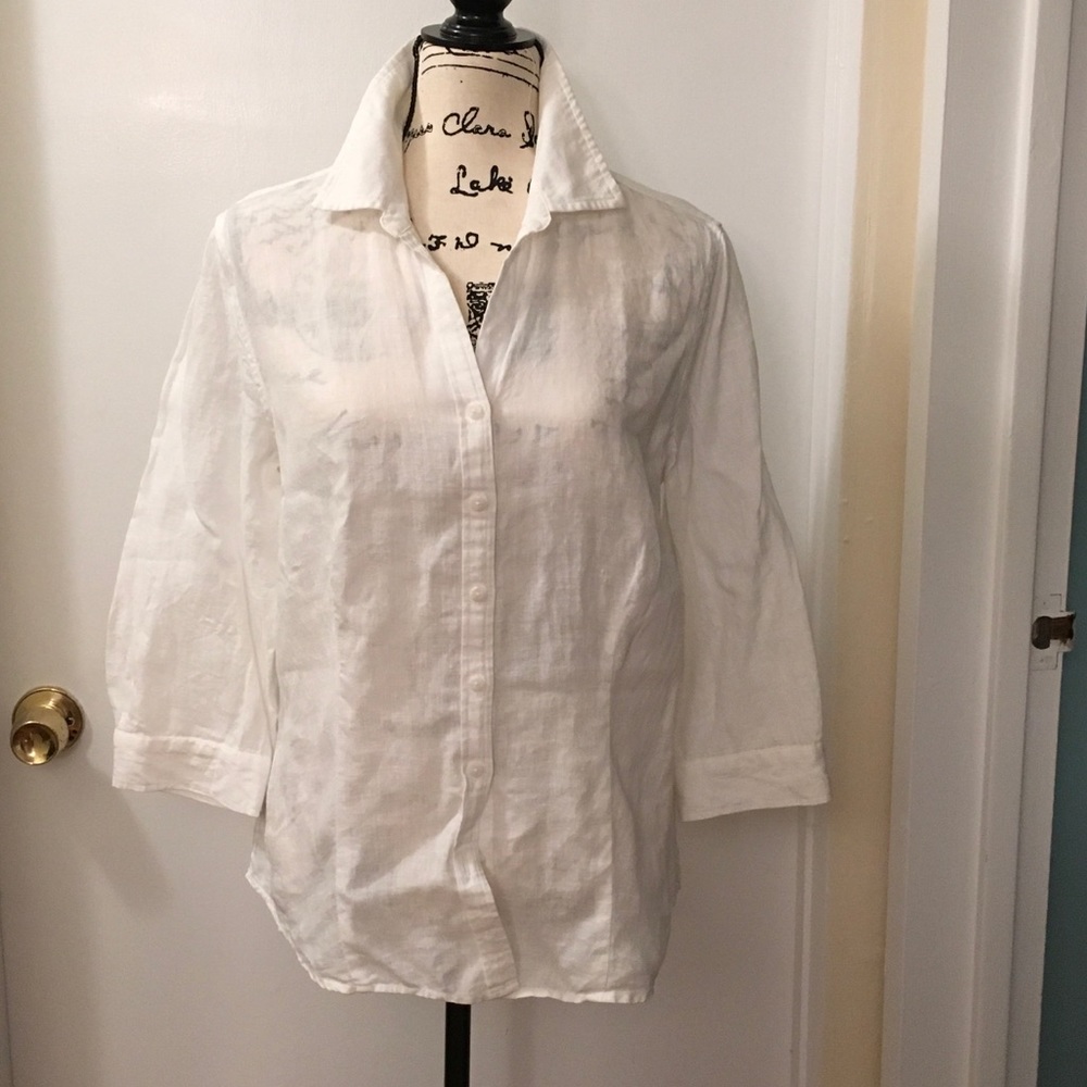 White linen Coldwater Creek top.