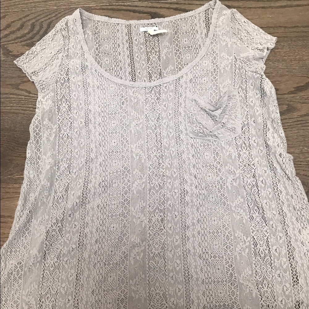 lace gray t shirt