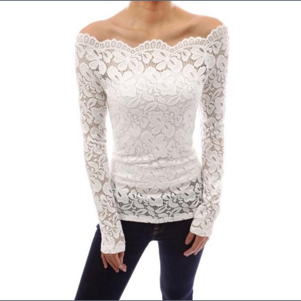 ๐Sale! ๐ Sexy and elegant white lace top! - Picture 2 of 6