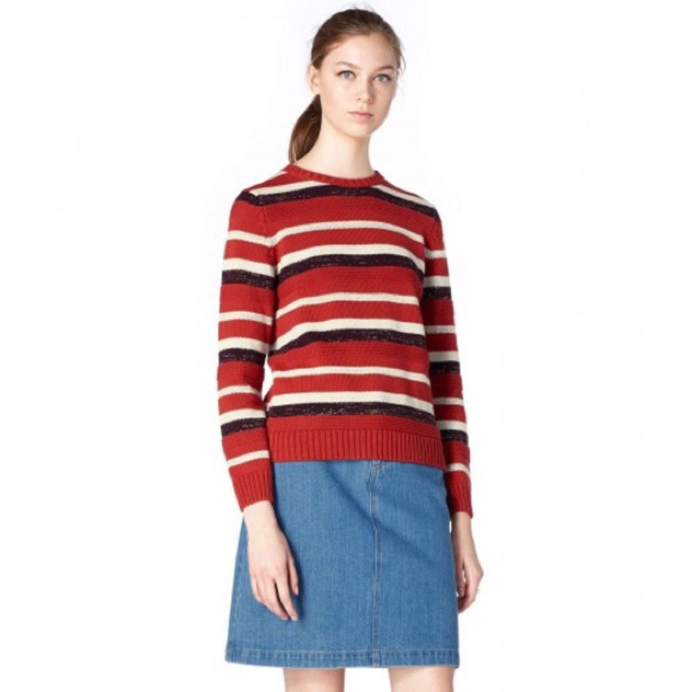 🆕APC 100% cotton stripe sweater w metallic detail