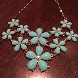 Forever 21 turquoise flower statement necklace
