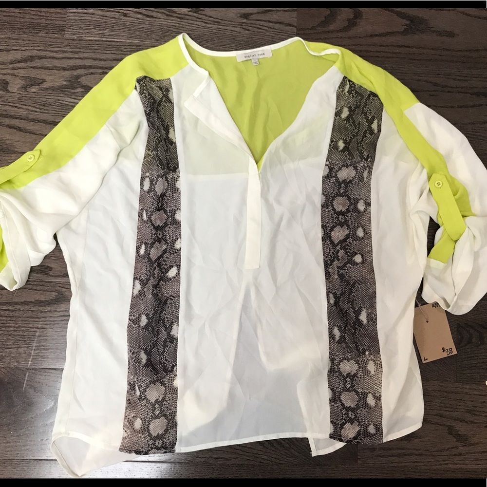 yellow and snakeskin blouse NEVER WORN WITH TAGS